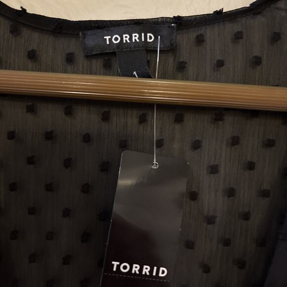NWT Torrid Clip Dot Tiered Kimono Sheer 1X Witchy Layering Topper Black 14 16 - Picture 3 of 7